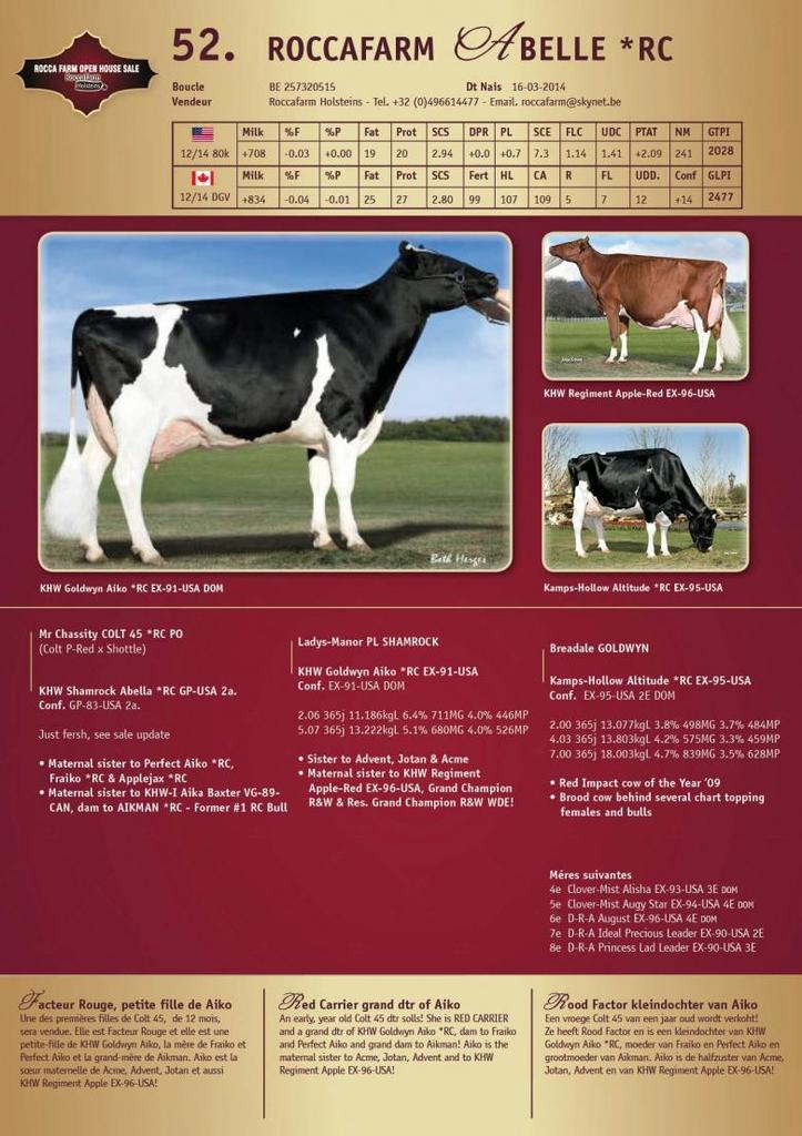 Datasheet for SOLD:  Roccafarm Abelle *RC