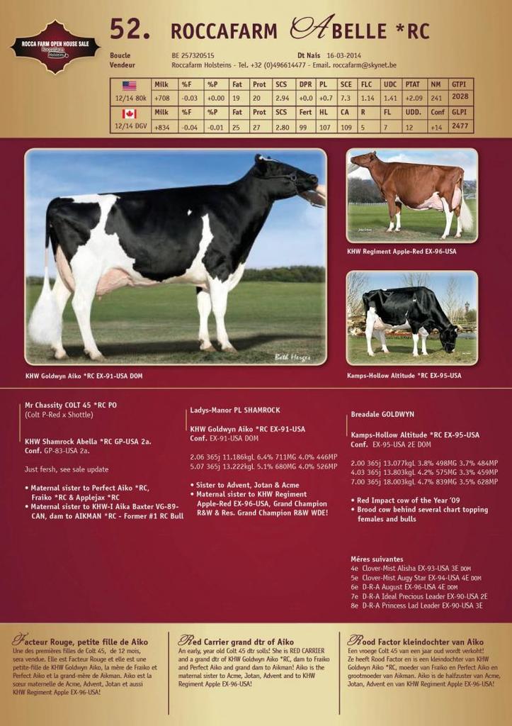 Datasheet for SOLD:  Roccafarm Abelle *RC